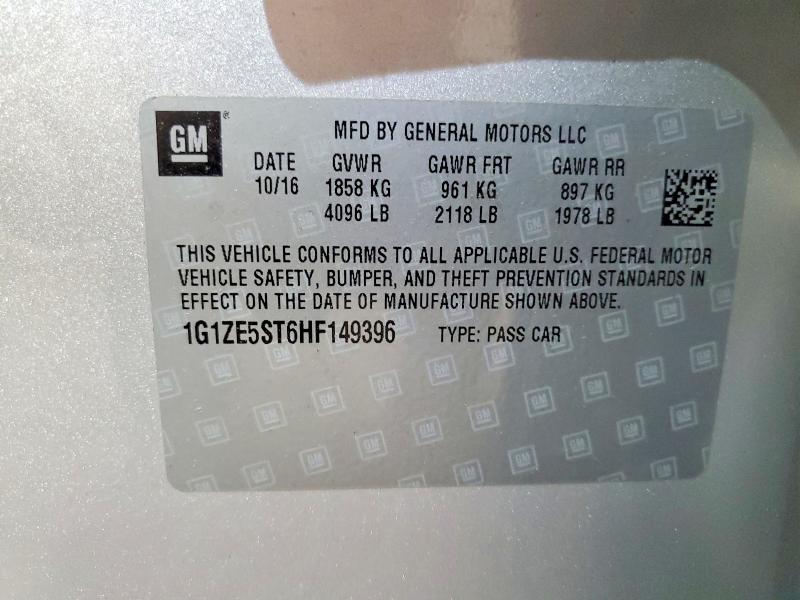 2017 Chevrolet Malibu მანქანა იყიდება აუქციონზე, vin: 1G1ZE5ST6HF149396, აუქციონის ნომერი: 61419106