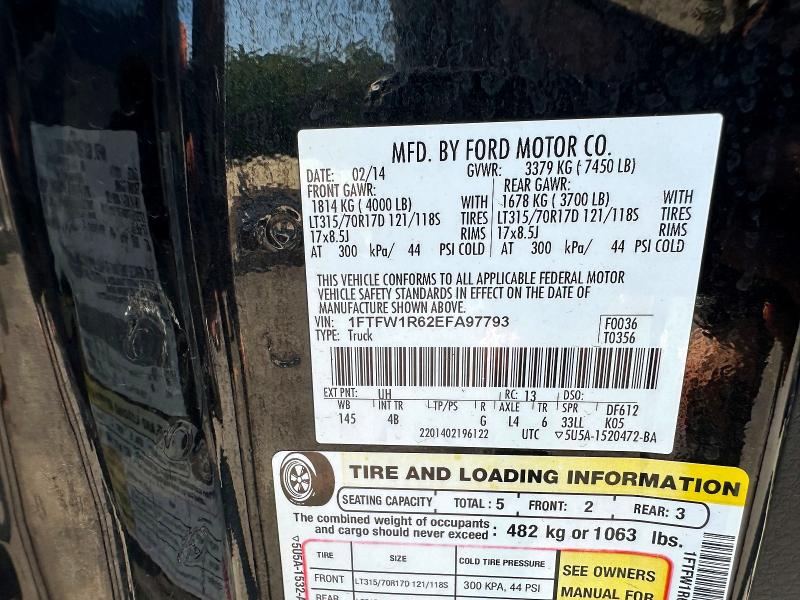 2014 Ford F150 მანქანა იყიდება აუქციონზე, vin: 1FTFW1R62EFA97793, აუქციონის ნომერი: 62440476