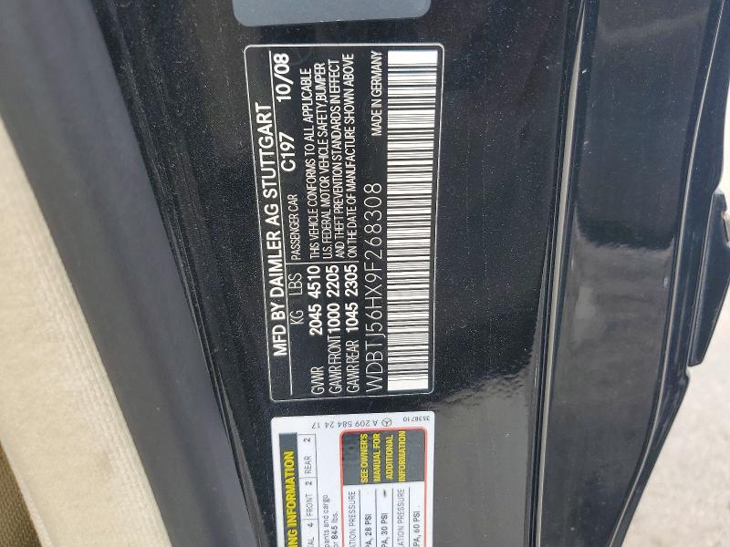 62428136 :رقم المزاد ، WDBTJ56HX9F268308 vin ، 2009 Mercedes-benz Clk مزاد بيع