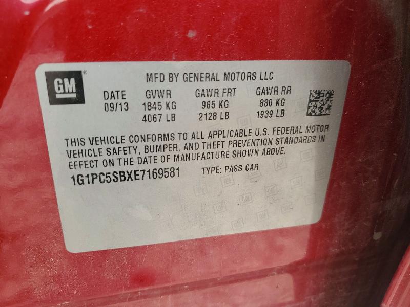 61281106 :رقم المزاد ، 1G1PC5SBXE7169581 vin ، 2014 Chevrolet Cruze مزاد بيع