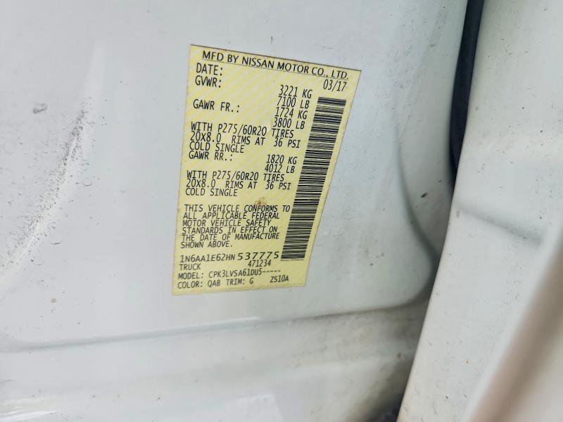 60797306 :رقم المزاد ، 1N6AA1E62HN537775 vin ، 2017 Nissan Titan مزاد بيع