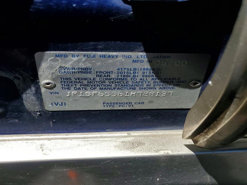 Продаж на аукціоні авто 2001 Subaru Forester, vin: JF1SF65561H728137, номер лоту: 62347886