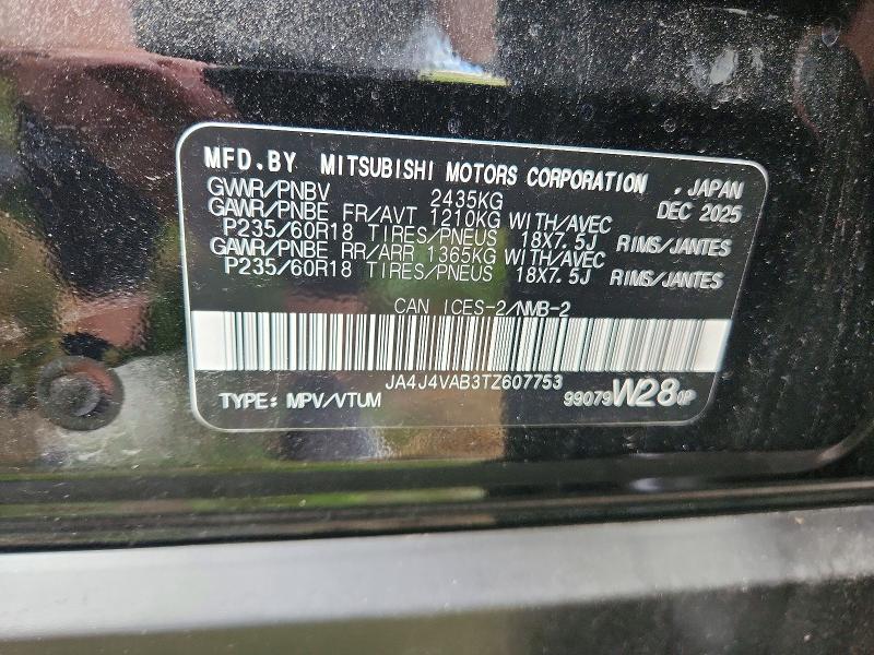 Продажа на аукционе авто 2026 Mitsubishi Outlander, vin: JA4J4VAB3TZ607753, номер лота: 61026686