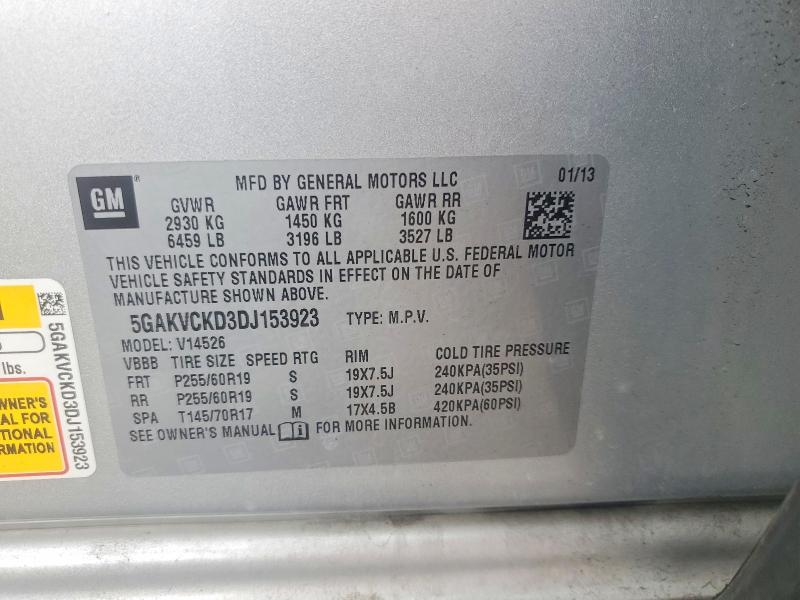2013 Buick Enclave მანქანა იყიდება აუქციონზე, vin: 5GAKVCKD3DJ153923, აუქციონის ნომერი: 62935026