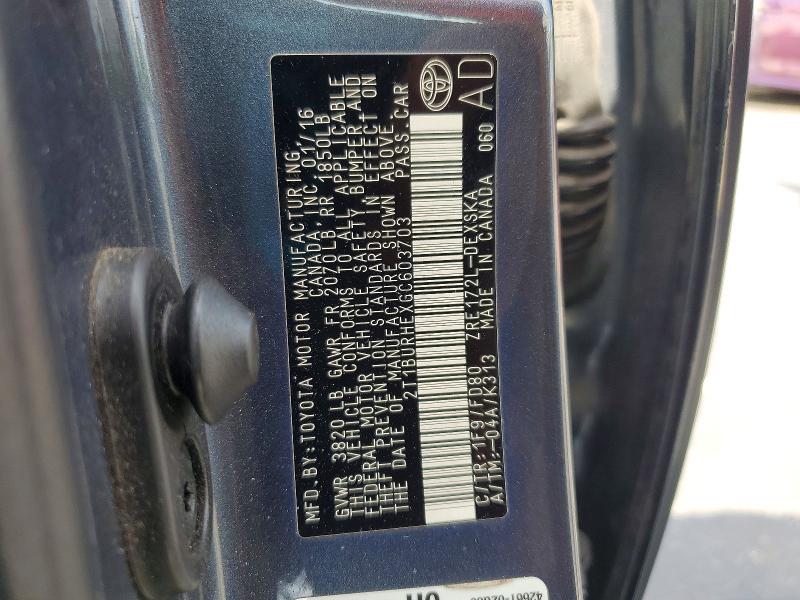 Aukcja sprzedaży 2016 Toyota Corolla, vin: 2T1BURHEXGC603703, numer aukcji: 61145266