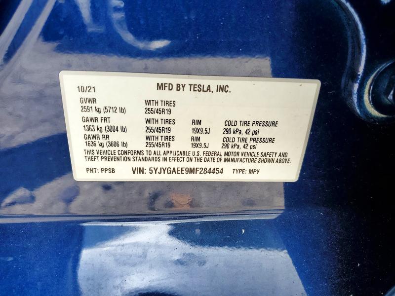 Aukcja sprzedaży 2021 Tesla Model Y, vin: 5YJYGAEE9MF284454, numer aukcji: 62842106