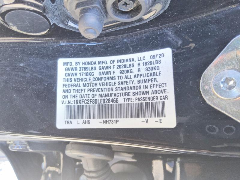 Продаж на аукціоні авто 2020 Honda Civic, vin: 19XFC2F80LE028466, номер лоту: 59119156