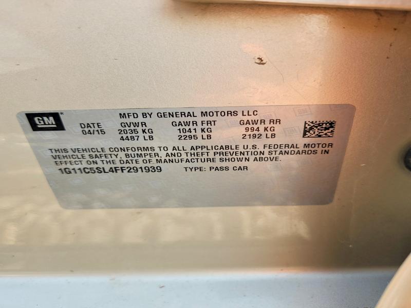 2015 Chevrolet Malibu მანქანა იყიდება აუქციონზე, vin: 1G11C5SL4FF291939, აუქციონის ნომერი: 62772476