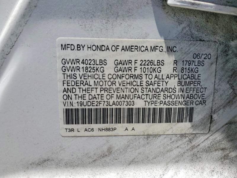 2020 Acura Ilx მანქანა იყიდება აუქციონზე, vin: 19UDE2F73LA007303, აუქციონის ნომერი: 60009026
