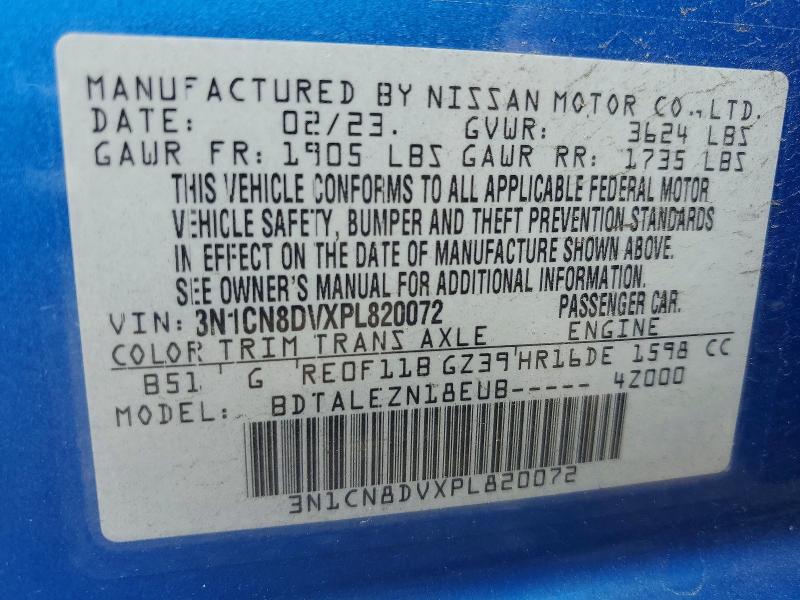 Продажа на аукционе авто 2023 Nissan Versa, vin: 3N1CN8DVXPL820072, номер лота: 61882386