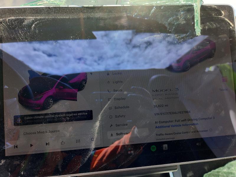 2020 Tesla Model 3 მანქანა იყიდება აუქციონზე, vin: 5YJ3E1EB4LF637994, აუქციონის ნომერი: 59371826