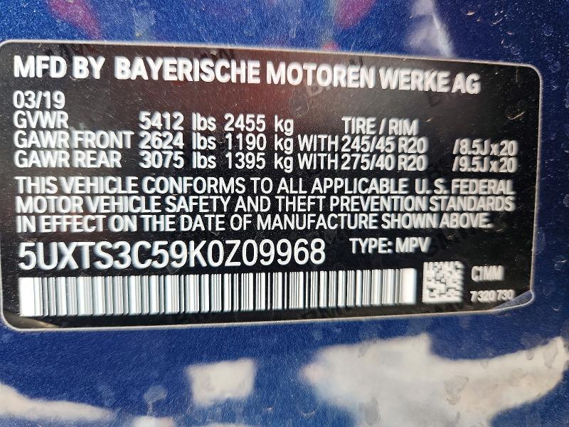 Продажа на аукционе авто 2019 Bmw X3, vin: 5UXTS3C59K0Z09968, номер лота: 61575126
