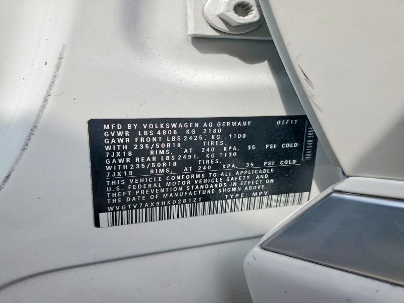 Продаж на аукціоні авто 2017 Volkswagen Tiguan, vin: WVGTV7AX9HK028121, номер лоту: 62989946