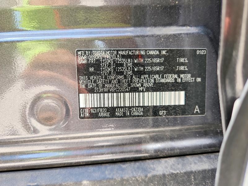 Продаж на аукціоні авто 2023 Toyota Rav4, vin: 2T3H1RFV6PC220547, номер лоту: 62148536