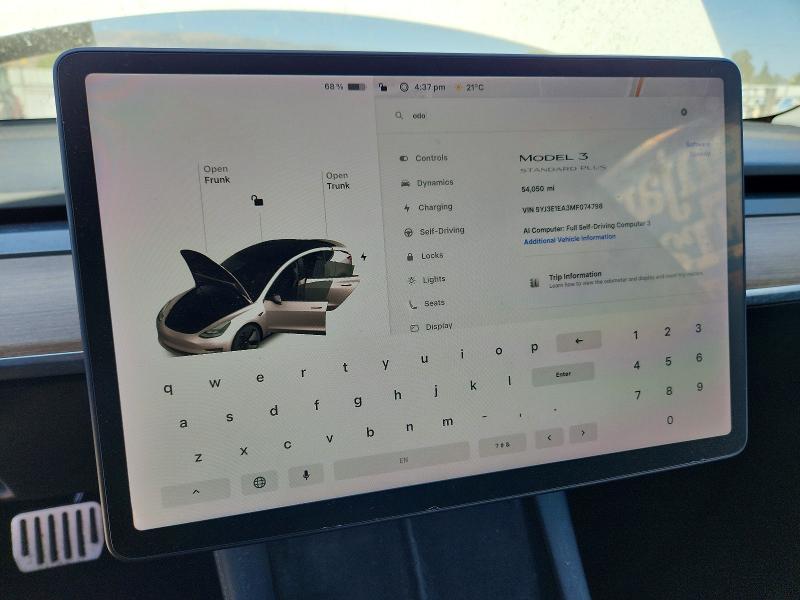 61835816 :رقم المزاد ، 5YJ3E1EA3MF074798 vin ، 2021 Tesla Model 3 مزاد بيع