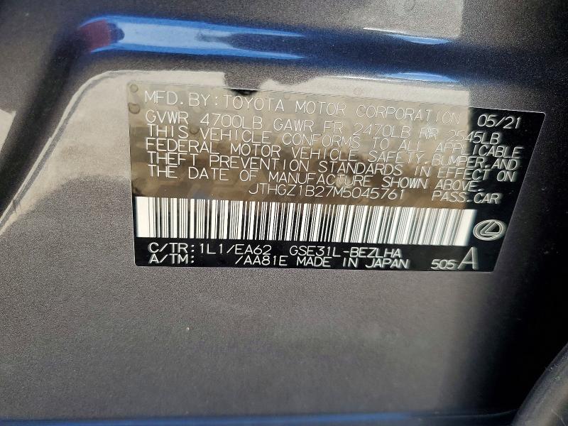 Продажа на аукционе авто 2021 Lexus Is, vin: JTHGZ1B27M5045761, номер лота: 62094126