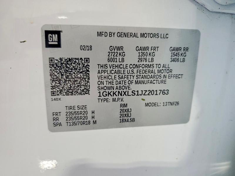 62628016 :رقم المزاد ، 1GKKNXLS1JZ201763 vin ، 2018 Gmc Acadia مزاد بيع