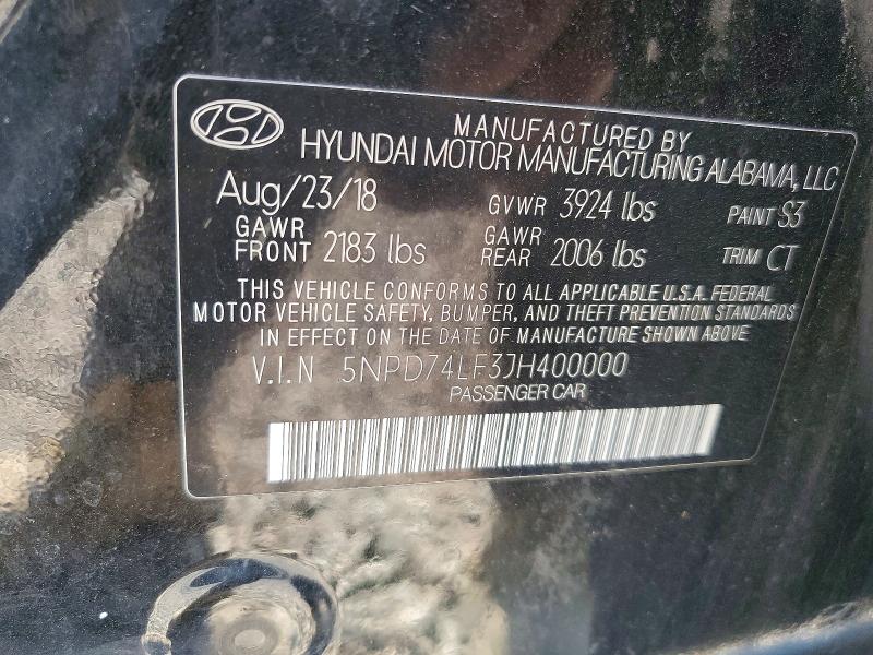 Продажа на аукционе авто 2018 Hyundai Elantra, vin: 5NPD74LF3JH400000, номер лота: 60571656