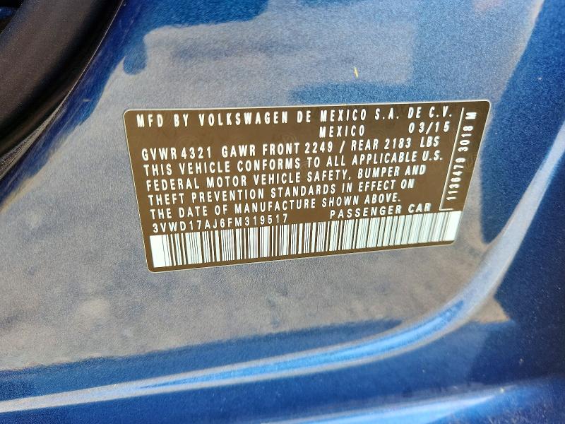 Aukcja sprzedaży 2015 Volkswagen Jetta, vin: 3VWD17AJ6FM319517, numer aukcji: 59271866