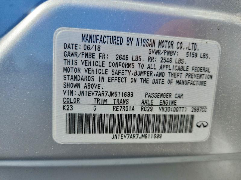 2018 Infiniti Q50 მანქანა იყიდება აუქციონზე, vin: JN1EV7AR7JM611699, აუქციონის ნომერი: 61741956
