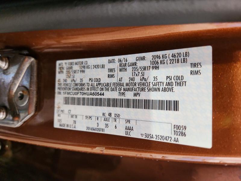 Продаж на аукціоні авто 2017 Ford Escape, vin: 1FMCU0F70HUA60544, номер лоту: 61002256