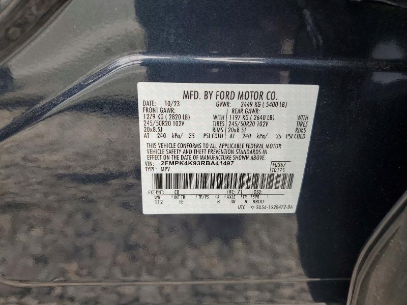 2024 Ford Edge მანქანა იყიდება აუქციონზე, vin: 2FMPK4K93RBA41497, აუქციონის ნომერი: 60875176