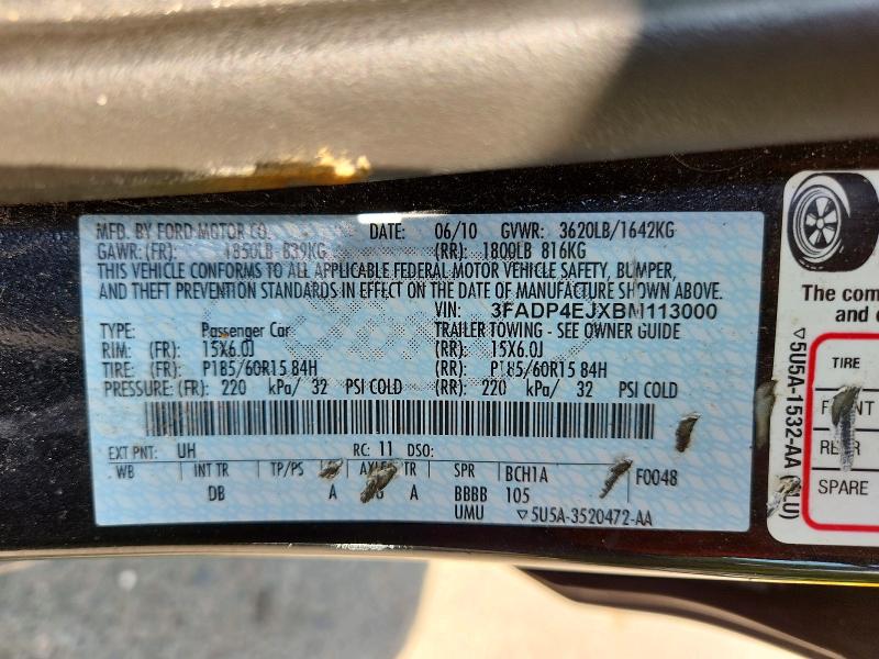 Aukcja sprzedaży 2011 Ford Fiesta, vin: 3FADP4EJXBM113000, numer aukcji: 61884166
