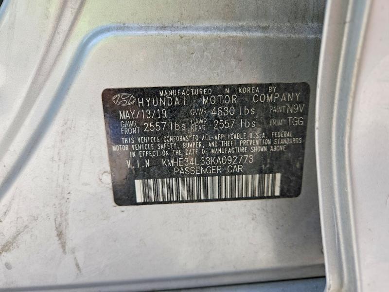 Aukcja sprzedaży 2019 Hyundai Sonata Hybrid, vin: KMHE34L33KA092773, numer aukcji: 59281186