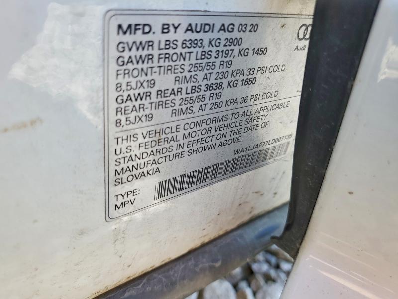 Продажа на аукционе авто 2020 Audi Q7, vin: WA1LJAF77LD007135, номер лота: 62308636