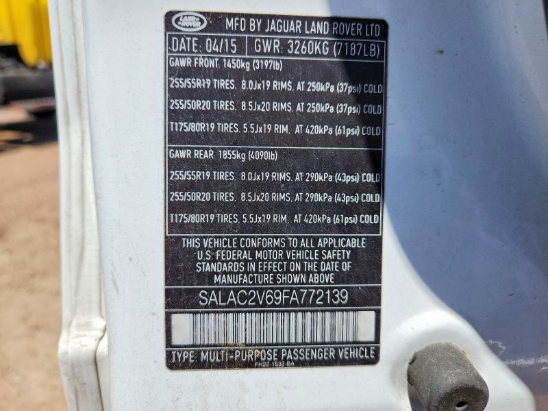 Продаж на аукціоні авто 2015 Land Rover Lr4, vin: SALAC2V69FA772139, номер лоту: 59743276