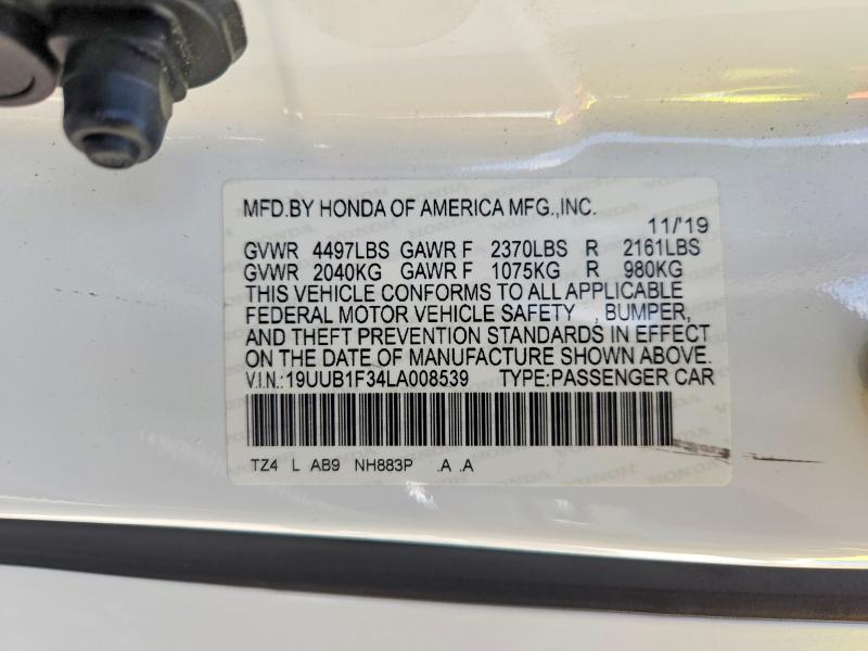 Aukcja sprzedaży 2020 Acura Tlx, vin: 19UUB1F34LA008539, numer aukcji: 59823536