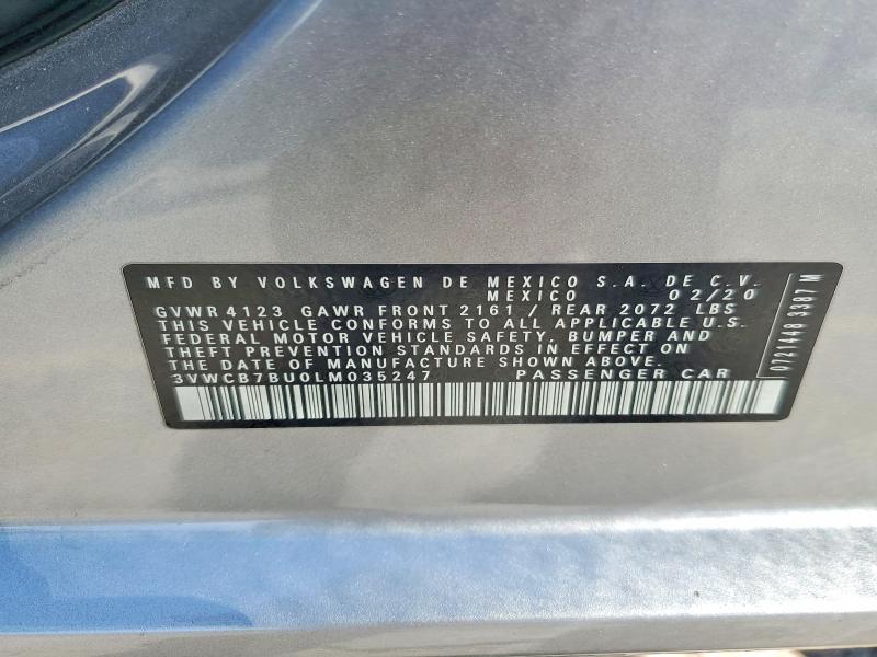 Aukcja sprzedaży 2020 Volkswagen Jetta, vin: 3VWCB7BU0LM035247, numer aukcji: 62628176