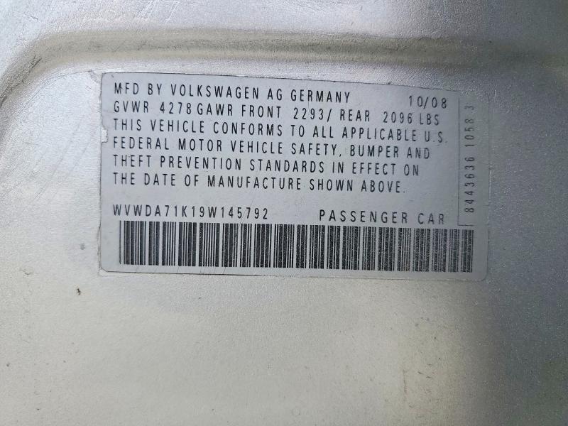 Aukcja sprzedaży 2009 Volkswagen Rabbit, vin: WVWDA71K19W145792, numer aukcji: 62053156