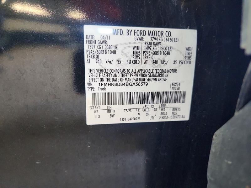 Aukcja sprzedaży 2011 Ford Explorer, vin: 1FMHK8D84BGA58579, numer aukcji: 61637256