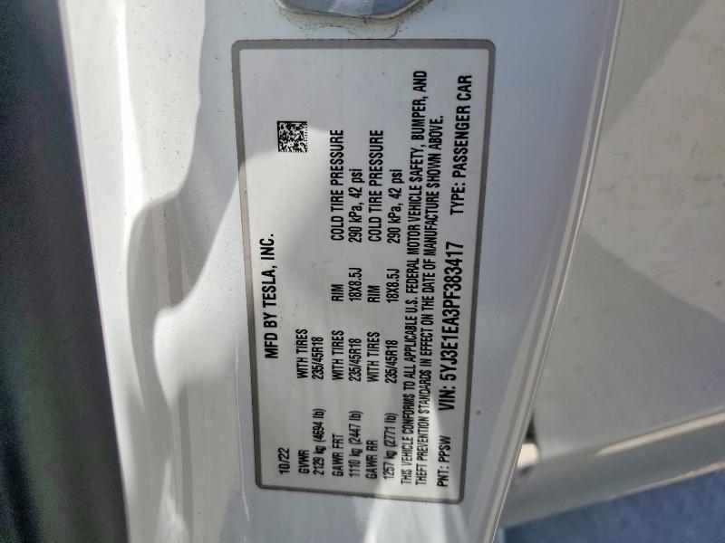 Aukcja sprzedaży 2023 Tesla Model 3, vin: 5YJ3E1EA3PF383417, numer aukcji: 60183376
