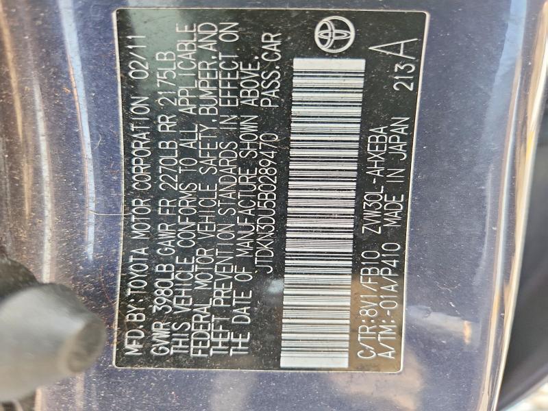 Aukcja sprzedaży 2011 Toyota Prius, vin: JTDKN3DU5B0289470, numer aukcji: 59372806