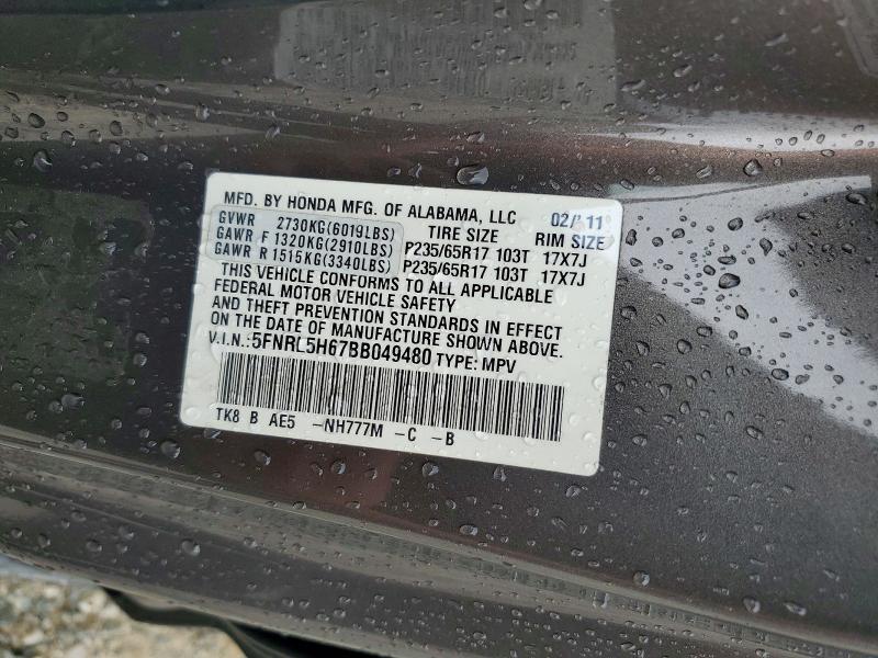 Aukcja sprzedaży 2011 Honda Odyssey, vin: 5FNRL5H67BB049480, numer aukcji: 59403166