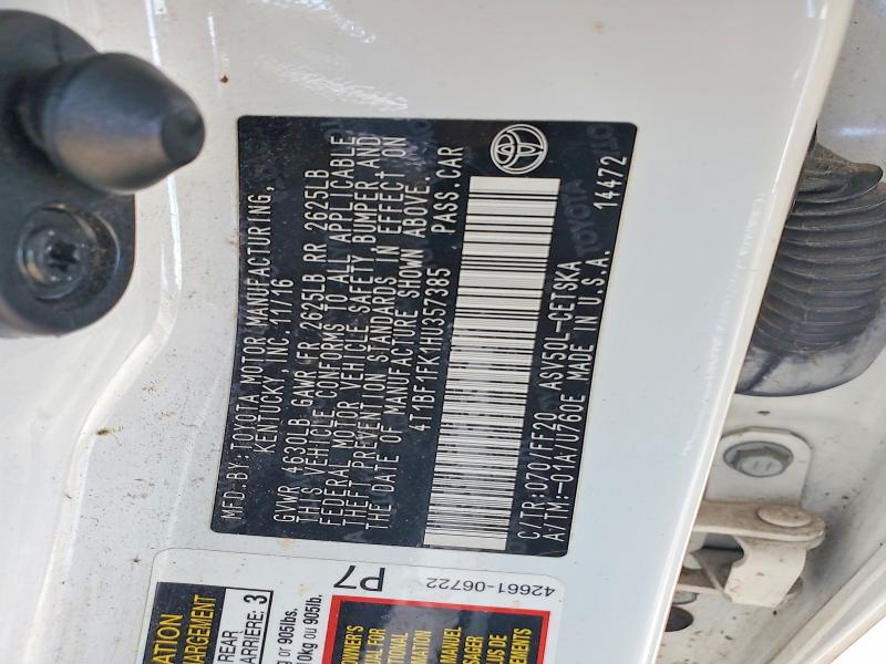 Aukcja sprzedaży 2017 Toyota Camry, vin: 4T1BF1FK1HU357385, numer aukcji: 61541946