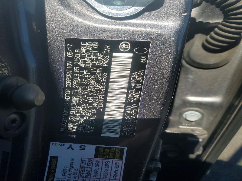 61173046 :رقم المزاد ، JTDKBRFU4H3043686 vin ، 2017 Toyota Prius مزاد بيع