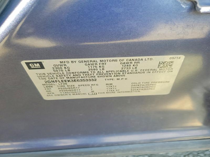 2014 Chevrolet Equinox მანქანა იყიდება აუქციონზე, vin: 2GNFLEEK3E6353332, აუქციონის ნომერი: 62526276