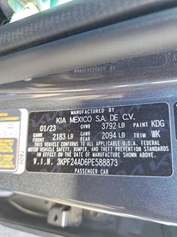 62817086 :رقم المزاد ، 3KPF24AD6PE588873 vin ، 2023 Kia Forte مزاد بيع