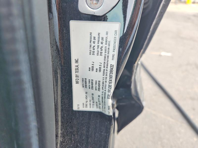 Продажа на аукционе авто 2019 Tesla Model 3, vin: 5YJ3E1EA1KF399432, номер лота: 62498426
