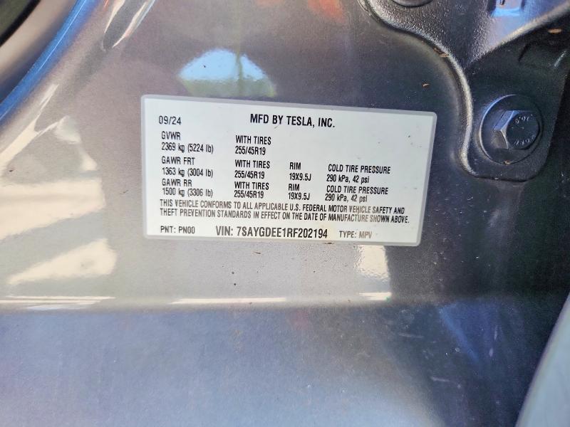 Продаж на аукціоні авто 2024 Tesla Model Y, vin: 7SAYGDEE1RF202194, номер лоту: 61403416