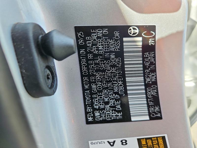 59714306 :رقم المزاد ، JTDBCMFE7T3114235 vin ، 2026 Toyota Corolla Hybrid مزاد بيع