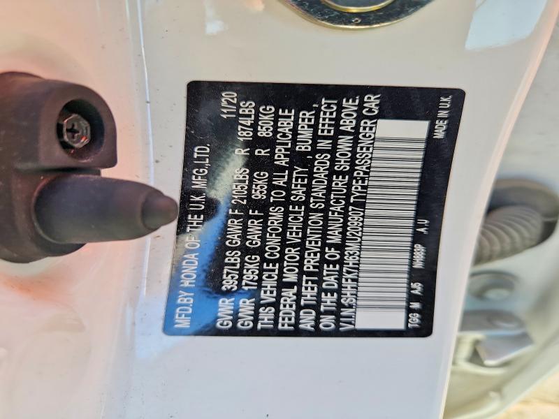 Aukcja sprzedaży 2021 Honda Civic, vin: SHHFK7H63MU209907, numer aukcji: 59663946