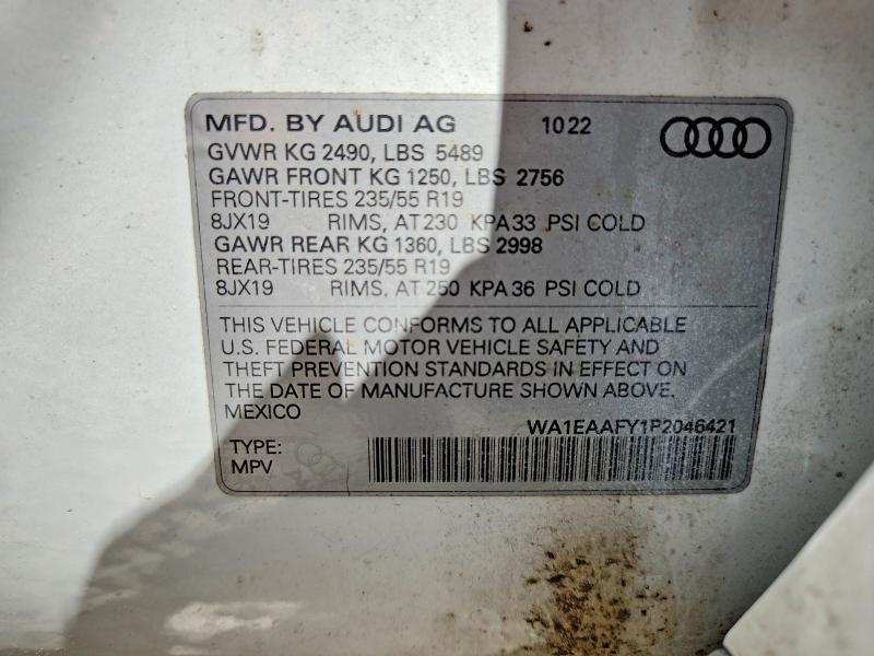 Продажа на аукционе авто 2023 Audi Q5, vin: WA1EAAFY1P2046421, номер лота: 60117656
