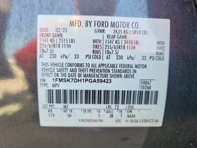 Aukcja sprzedaży 2023 Ford Explorer, vin: 1FMSK7DH1PGA59423, numer aukcji: 60829966