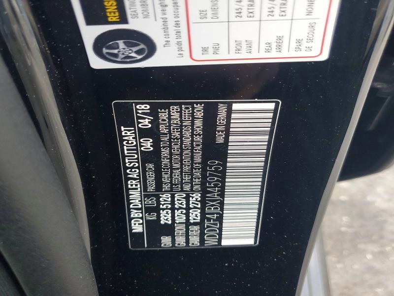 Продаж на аукціоні авто 2018 Mercedes-benz E, vin: WDDZF4JBXJA459759, номер лоту: 62800526