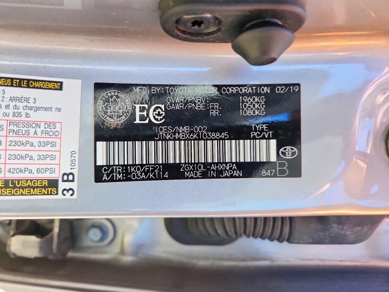 59318916 :رقم المزاد ، JTNKHMBX6K1038845 vin ، 2019 Toyota C-hr مزاد بيع