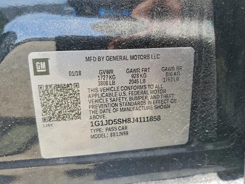 2018 Chevrolet Sonic მანქანა იყიდება აუქციონზე, vin: 1G1JD5SH8J4111858, აუქციონის ნომერი: 60714706